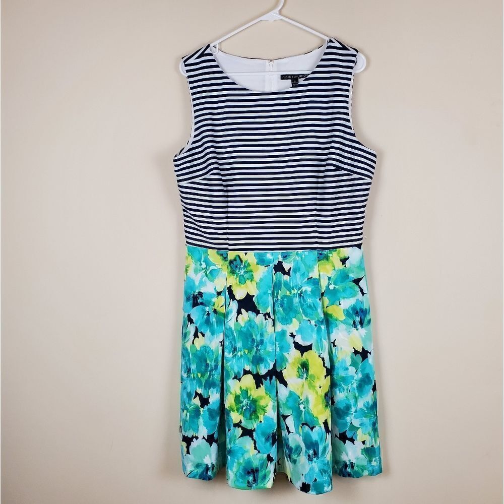 Madison Leigh Striped Floral Dress Size 14